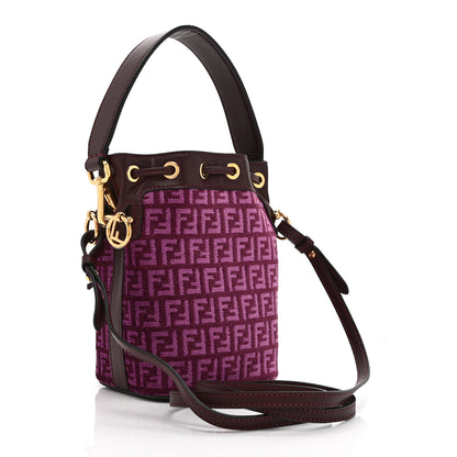 Fendi Chenille Vitello F is Fendi Micro FF Mini Mon Tresor Bucket Bag Rosso Roma 3 of 11