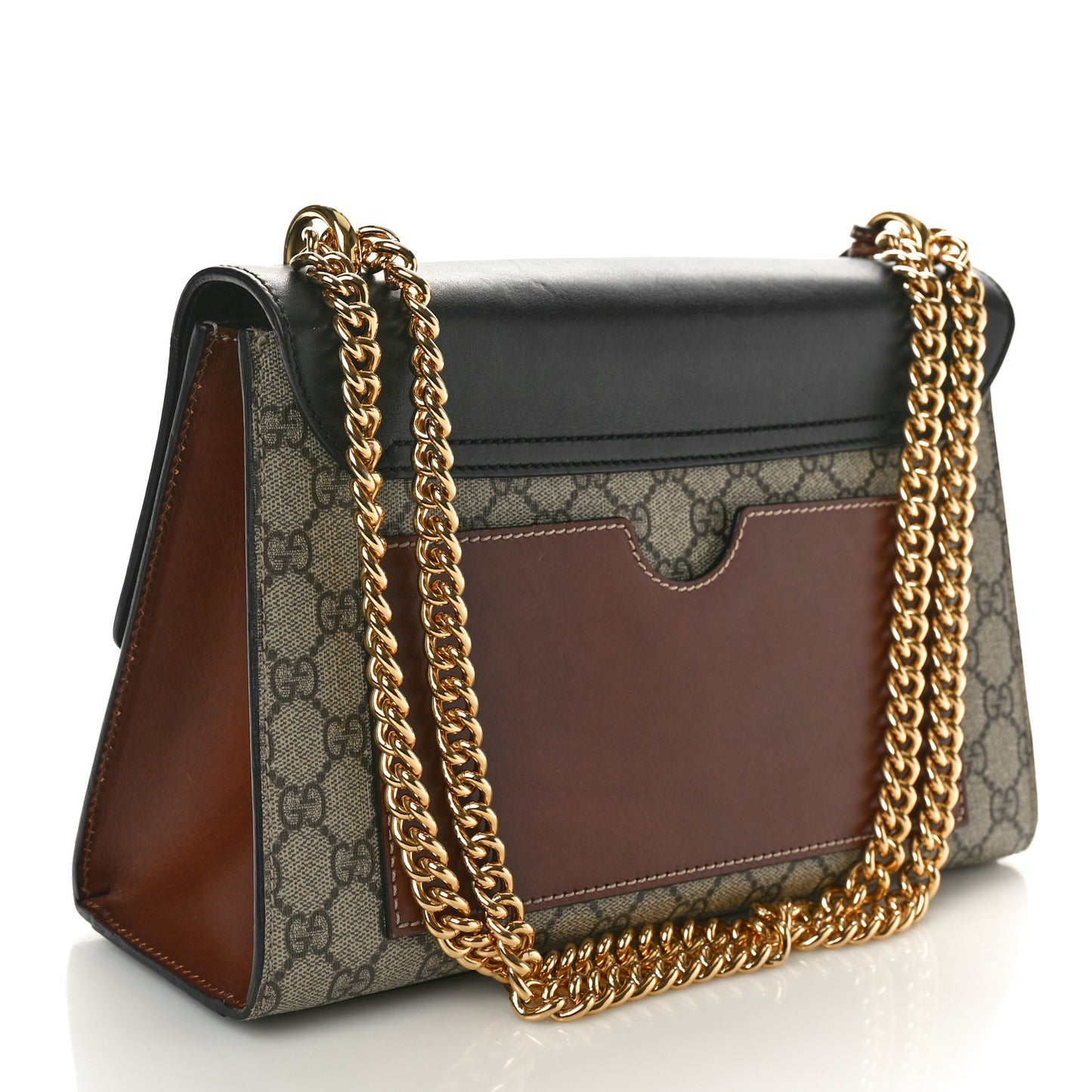 GG Supreme Monogram Calfskin Medium Padlock Shoulder Bag Beige Black Cuir