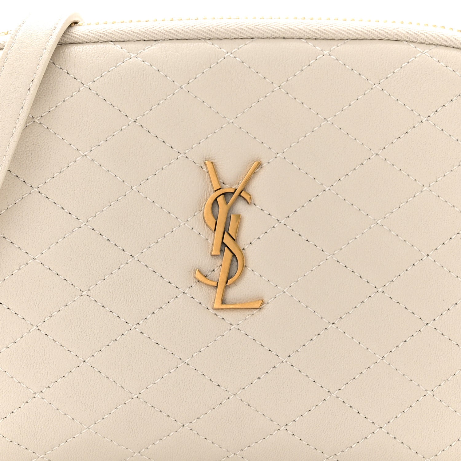 Saint Laurent Lambskin Quilted Gaby Zipped Pouch Crema Soft 8 of 10