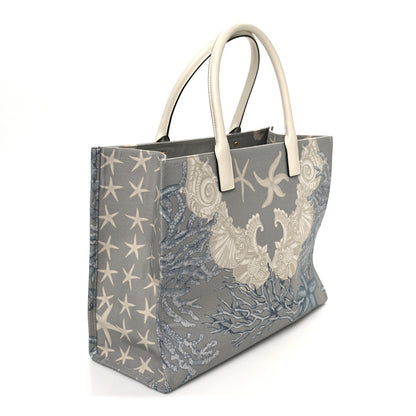 Versace Canvas Barocco Sea Medusa Large Tote Light Blue White 3 of 9