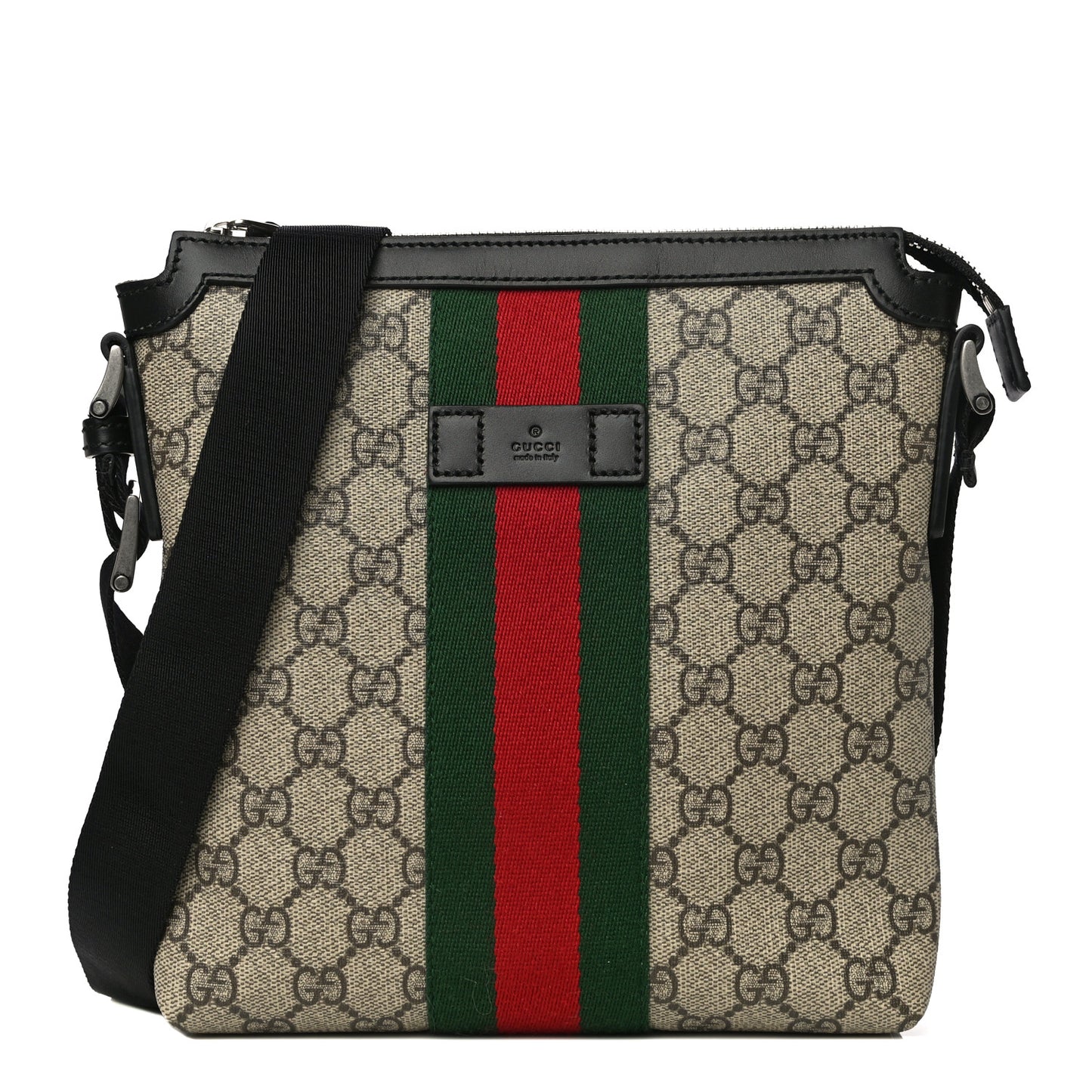 GG Supreme Monogram Web Messenger Bag Black