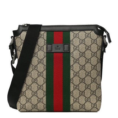 Gucci GG Supreme Monogram Web Messenger Bag Black 1 of 9
