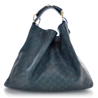Gucci Guccissima Large Horsebit Chain Hobo Blue 1 of 11