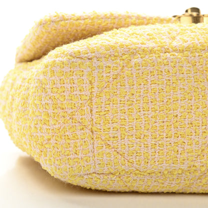 Chanel Tweed Quilted Medium Chanel 19 Flap Yellow Pink 9 of 12