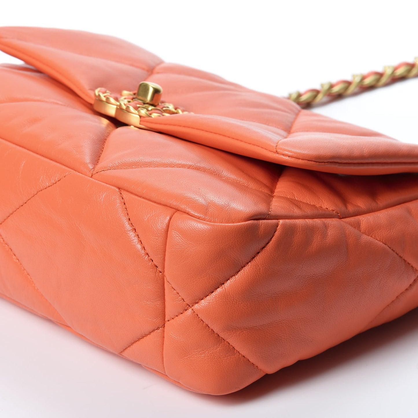 Goatskin Quilted Medium 19 Flap Orange