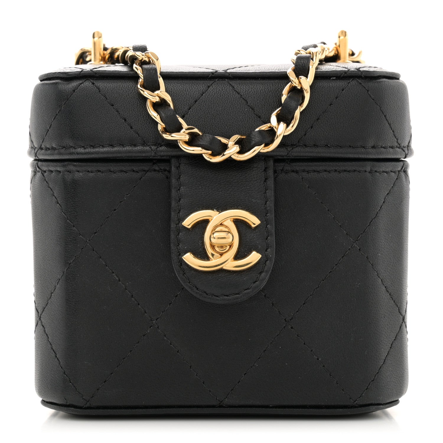 Chanel Lambskin Quilted Vanity Clutch With Chain Black 1 of 11