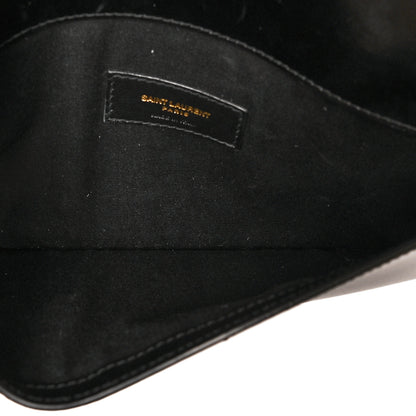 Saint Laurent Smooth Shiny Calfskin Monogram Uptown Pouch Black 6 of 9