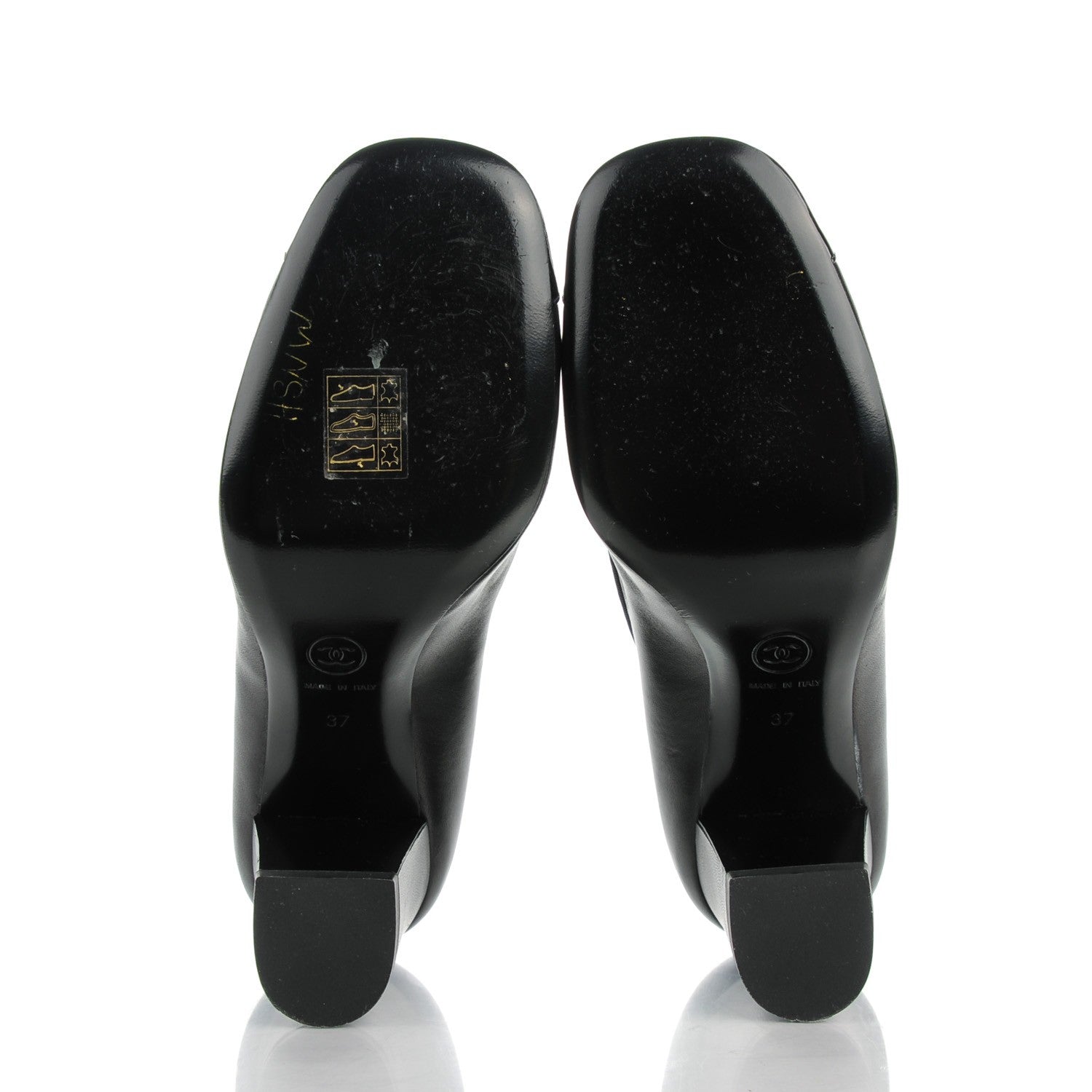 Chanel Lambskin Camellia Cap Toe Pumps 37 Black 5 of 8