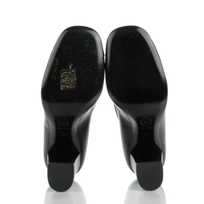 Chanel Lambskin Camellia Cap Toe Pumps 37 Black 5 of 8