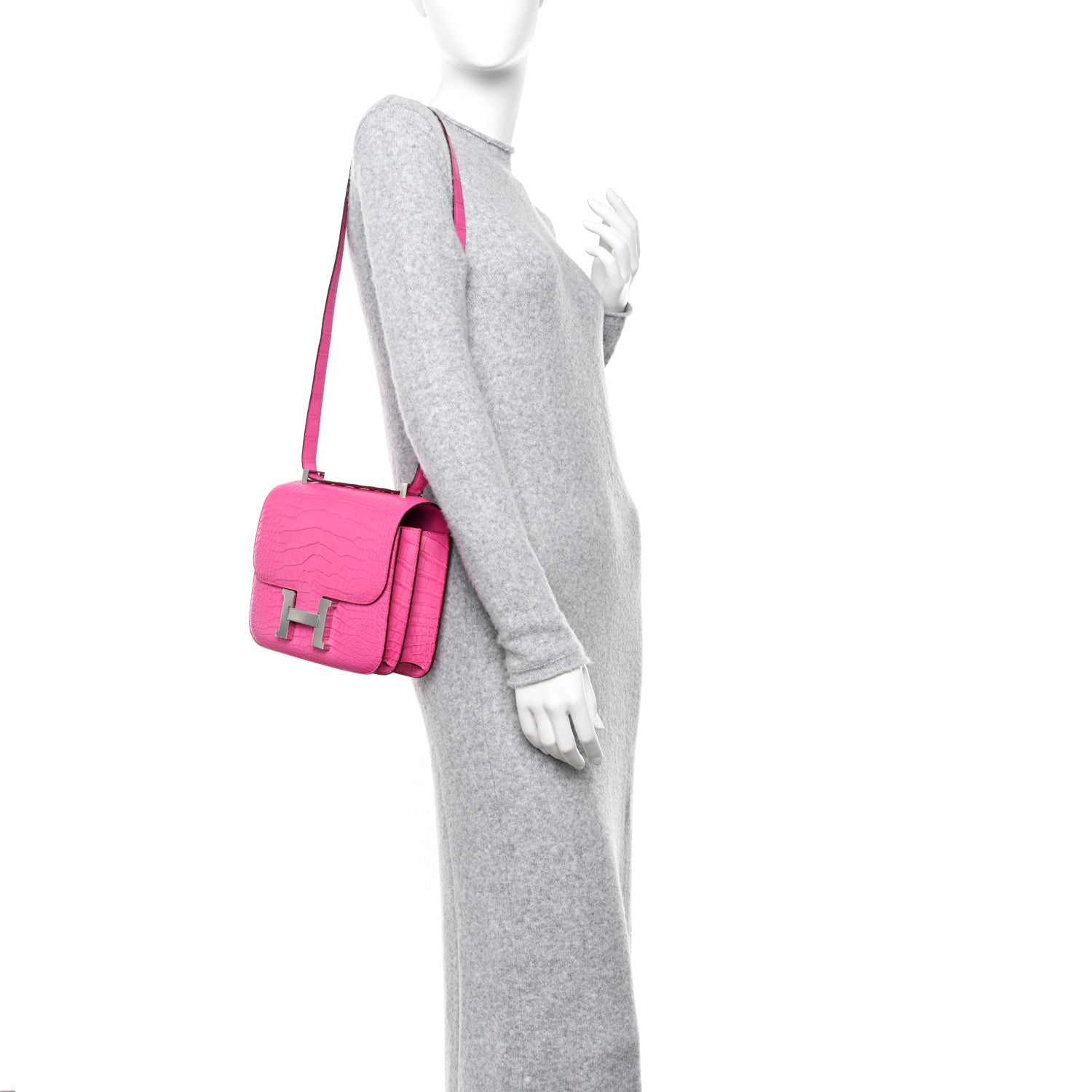 Hermes Matte Alligator Constance 24 Rose Shocking 2 of 11