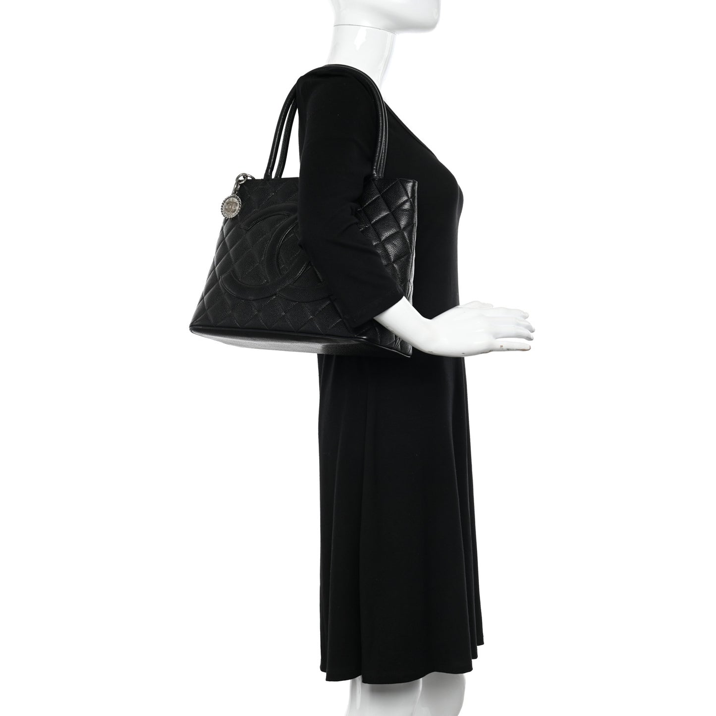 Caviar Quilted Medallion Tote Black