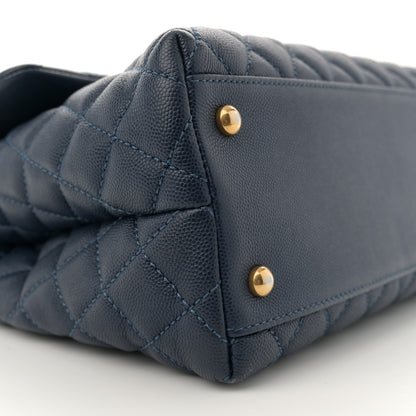 Chanel Caviar Lizard Quilted Medium Coco Handle Flap Navy 9 of 12