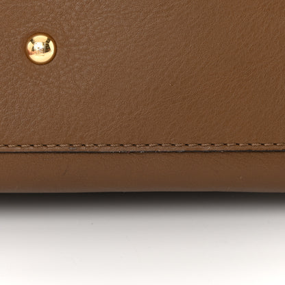 Fendi Vitello Seta Fabric Jacquard Pequin Medium Peekaboo Iconic Satchel Foresta Tobacco 12 of 15