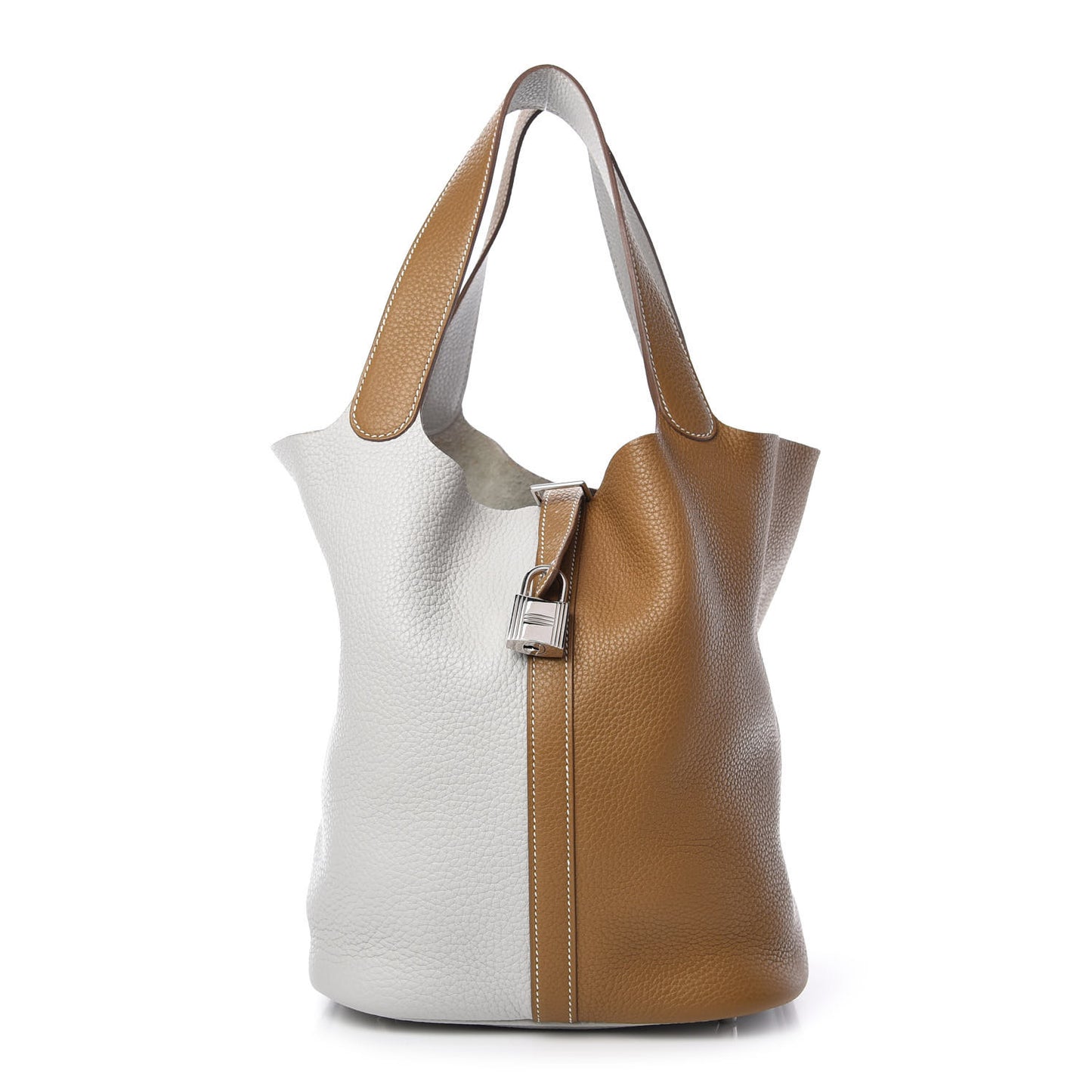 Taurillon Clemence Picotin Lock 26 GM Kraft Gris Perle