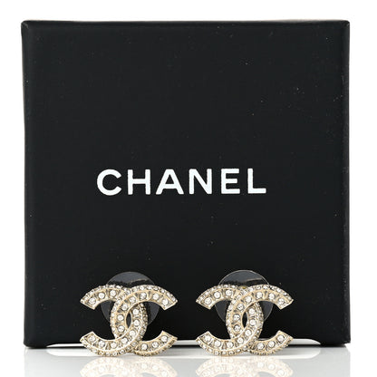 Chanel Crystal Timeless CC Earrings Light Gold 5 of 5