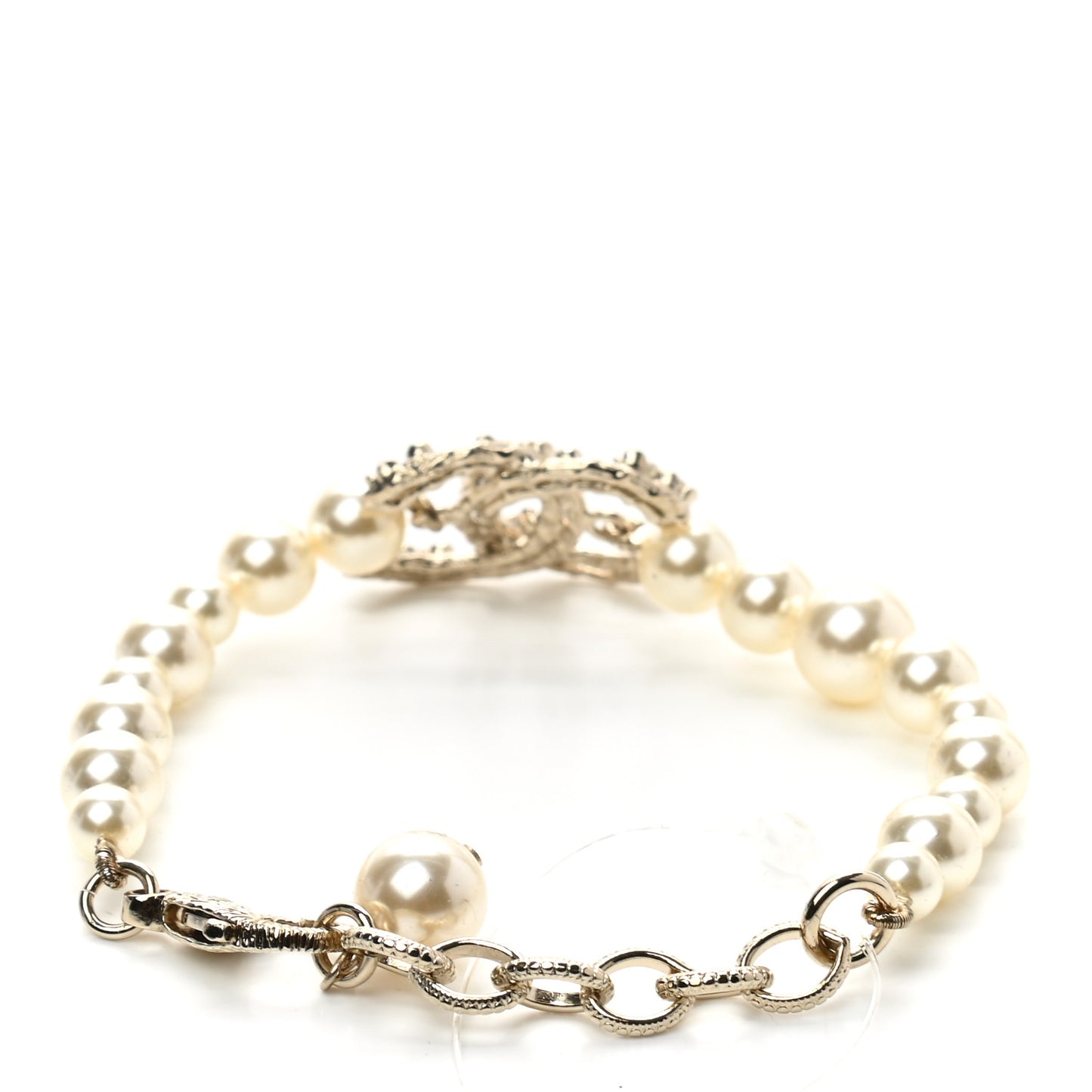 Pearl Crystal CC Bracelet Gold