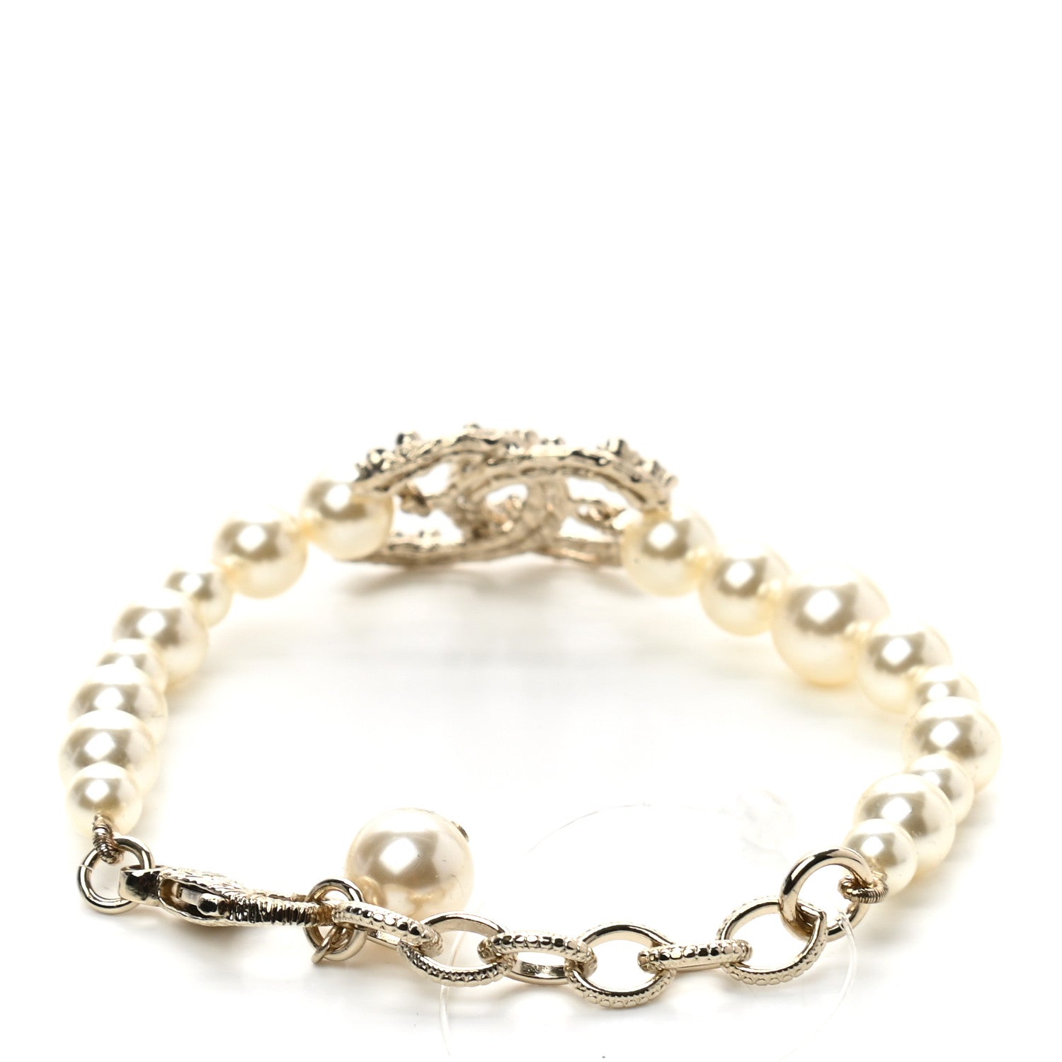 Chanel Pearl Crystal CC Bracelet Gold 3 of 4