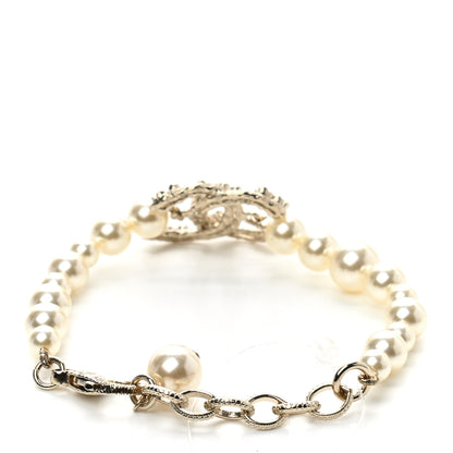 Chanel Pearl Crystal CC Bracelet Gold 3 of 4