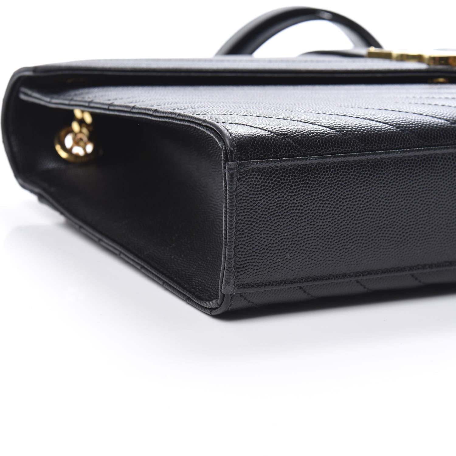 Saint Laurent Grain De Poudre Matelasse Chevron Large Monogram Satchel Black 9 of 10