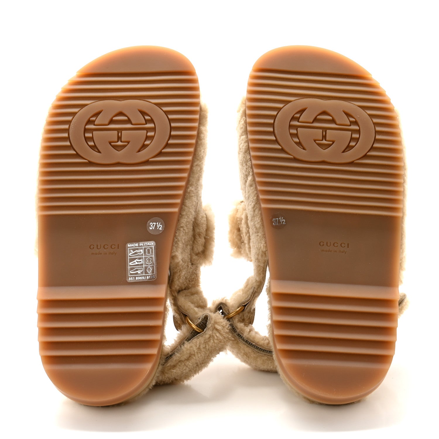 Gucci Merino Wool Interlocking G Dad Sandals 37.5 Butterscotch 5 of 8