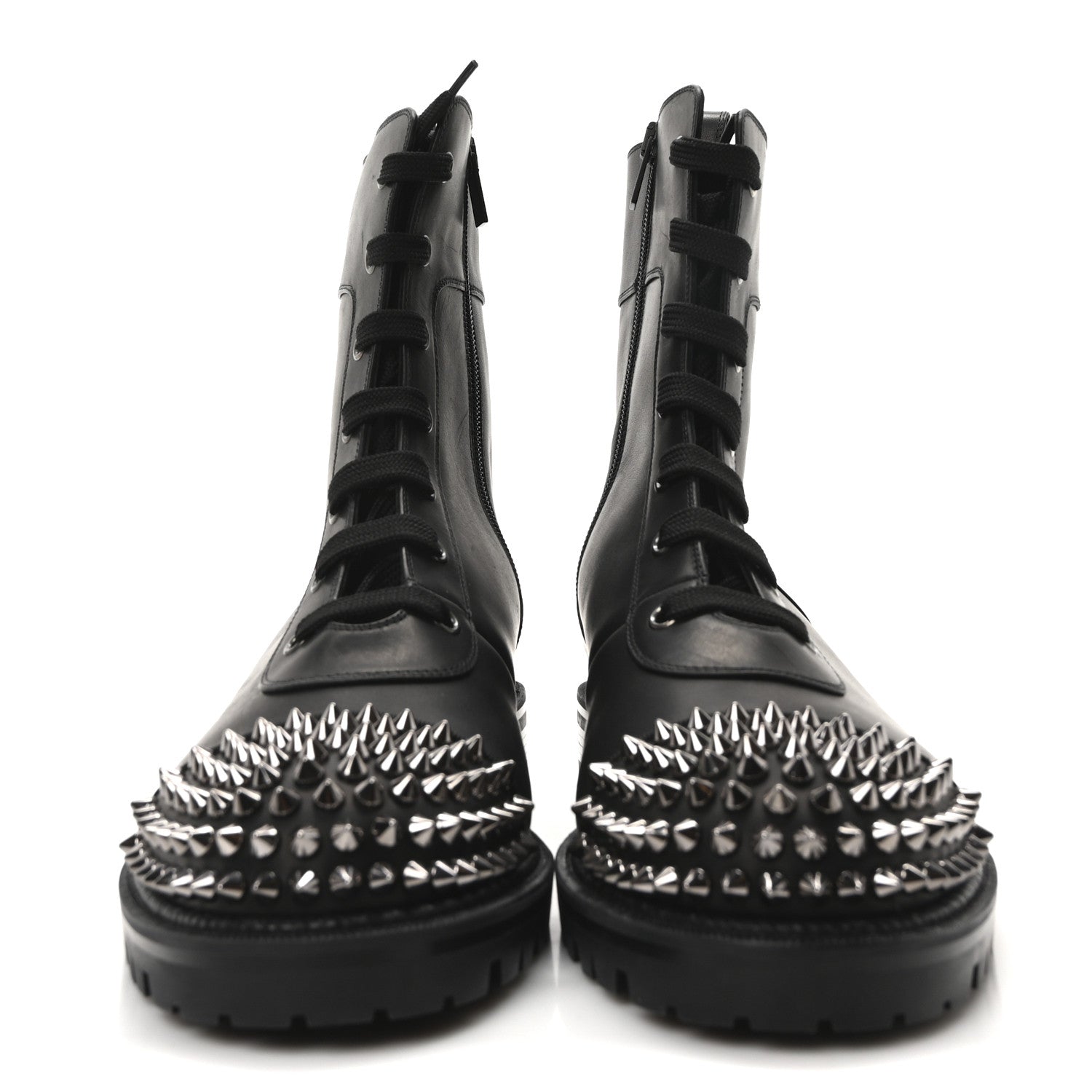 Christian Louboutin Calfskin Spikes TS Croc Flat Boots 42 Black 3 of 9