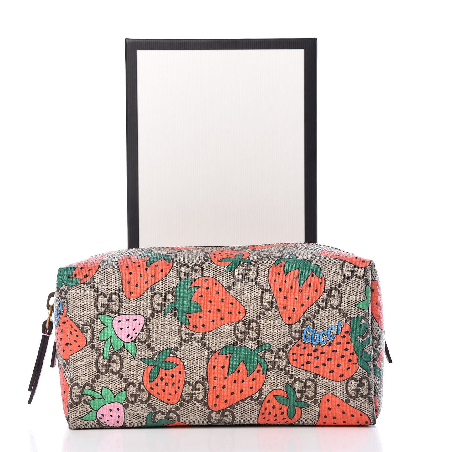 GG Supreme Monogram Strawberry Cosmetic Case
