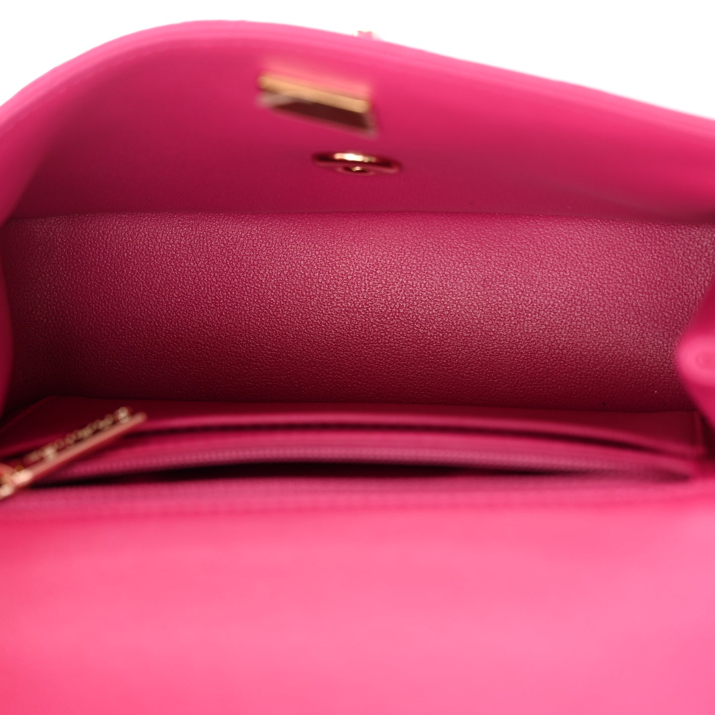 Lambskin Quilted Mini Crystal Top Handle Rectangular Flap Dark Pink
