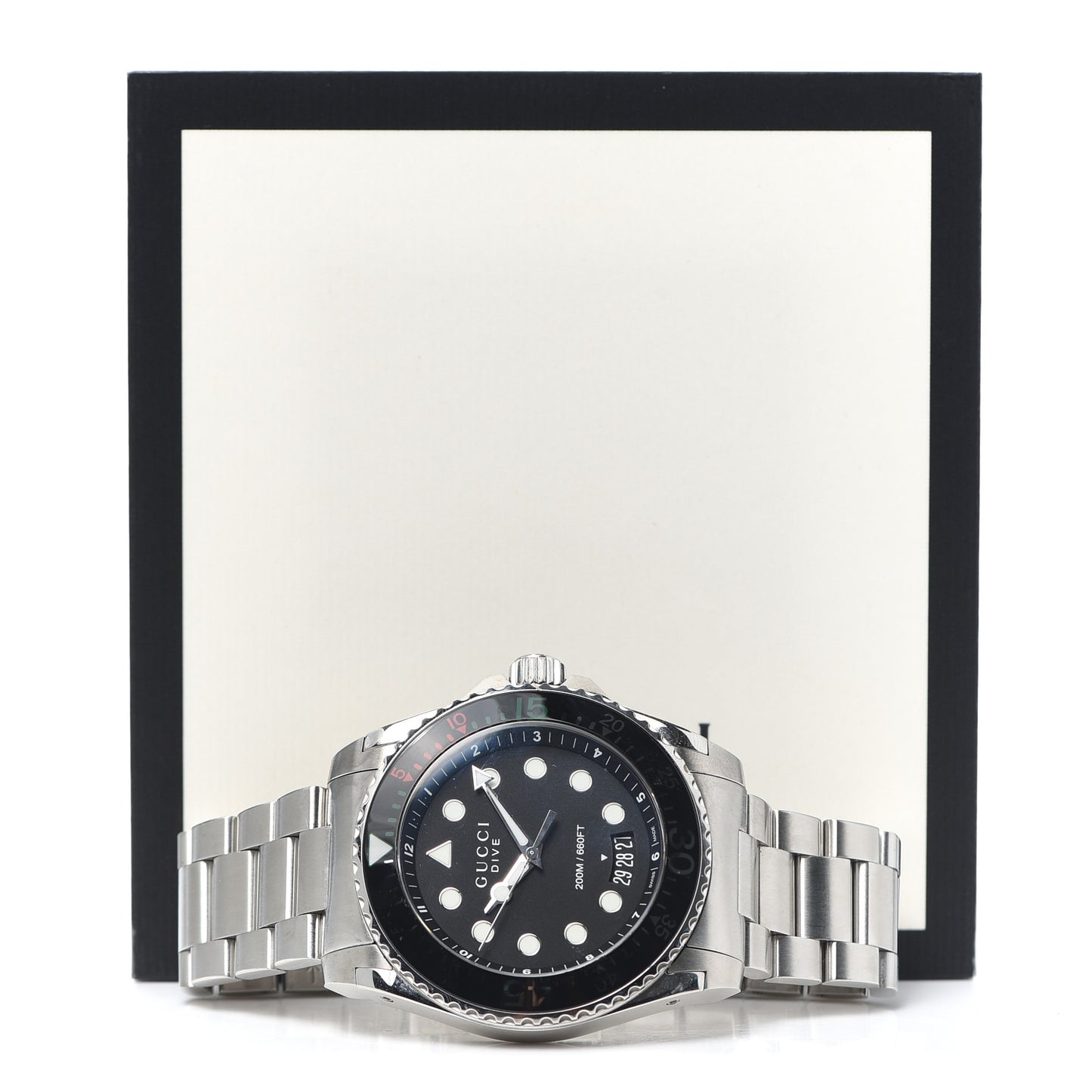 Stainless Steel 45mm Dive GMT Quartz Watch Black