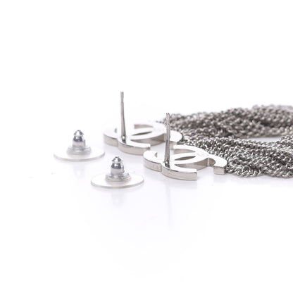 Chanel Baguette Crystal CC Chain Drop Earrings Silver 3 of 4
