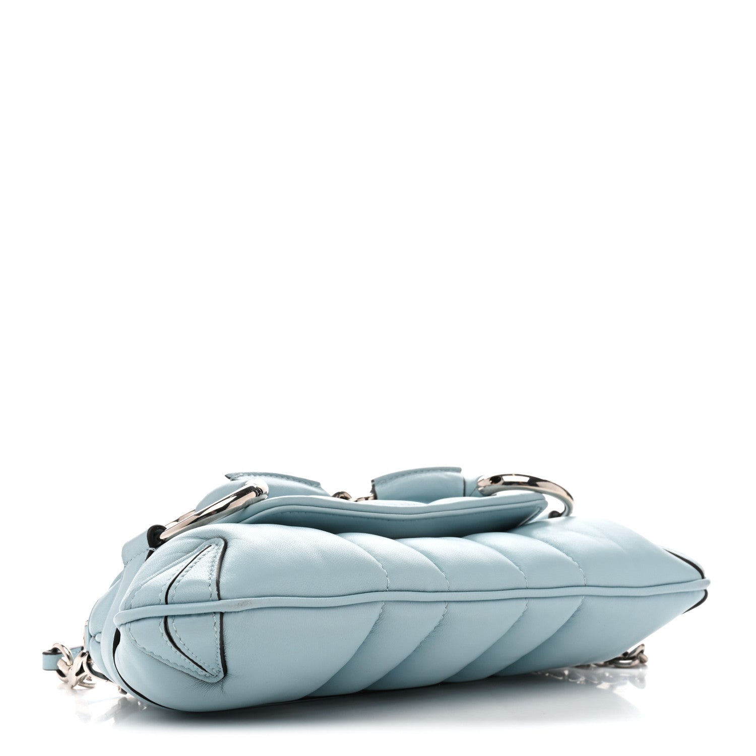 Gucci Nappa Vertical Matelasse Small Maxi Horsebit Chain Shoulder Bag Crystal Snow 4 of 12