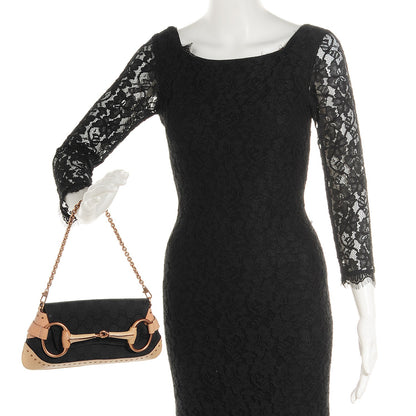 Gucci Monogram Horsebit Clutch Black Tan 2 of 7