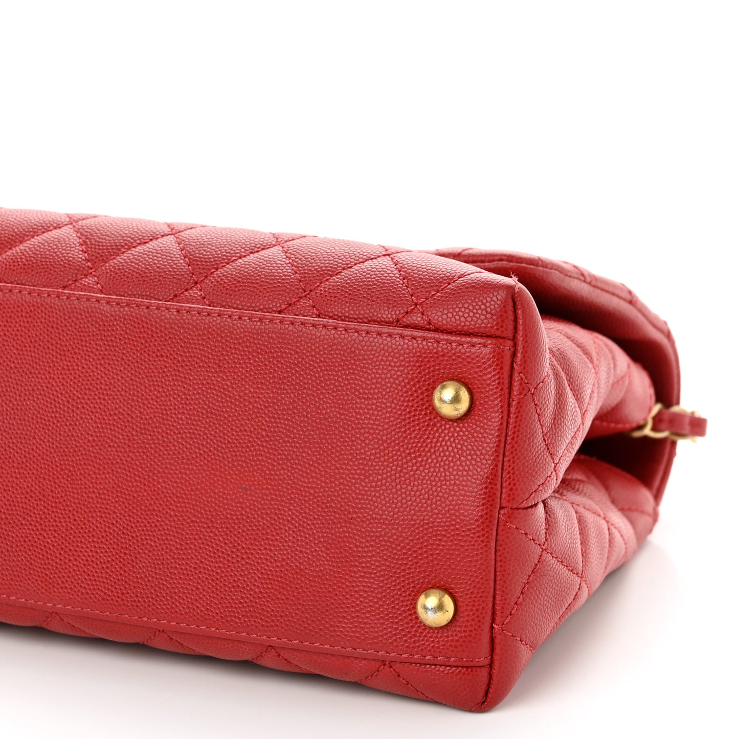 Caviar Quilted Small Coco Handle Flap Red