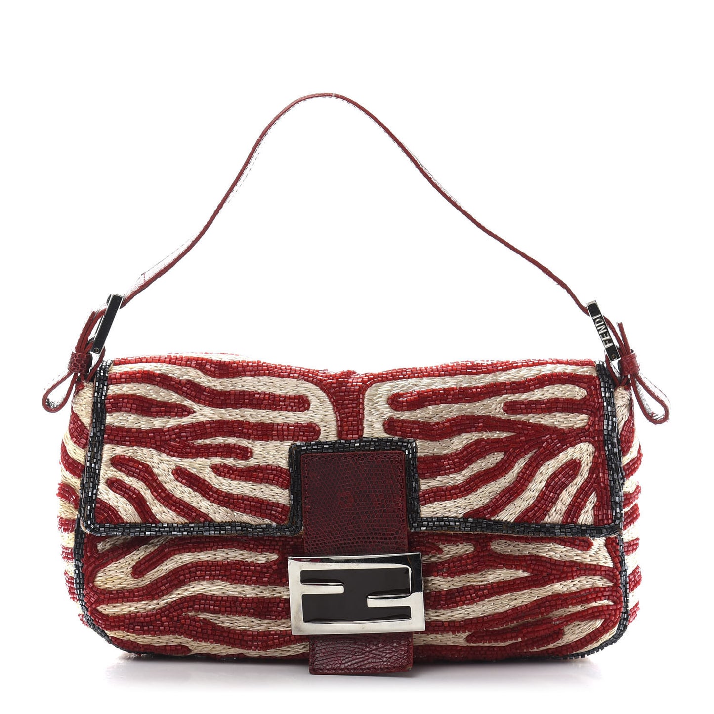 Lizard Beaded Baguette Red
