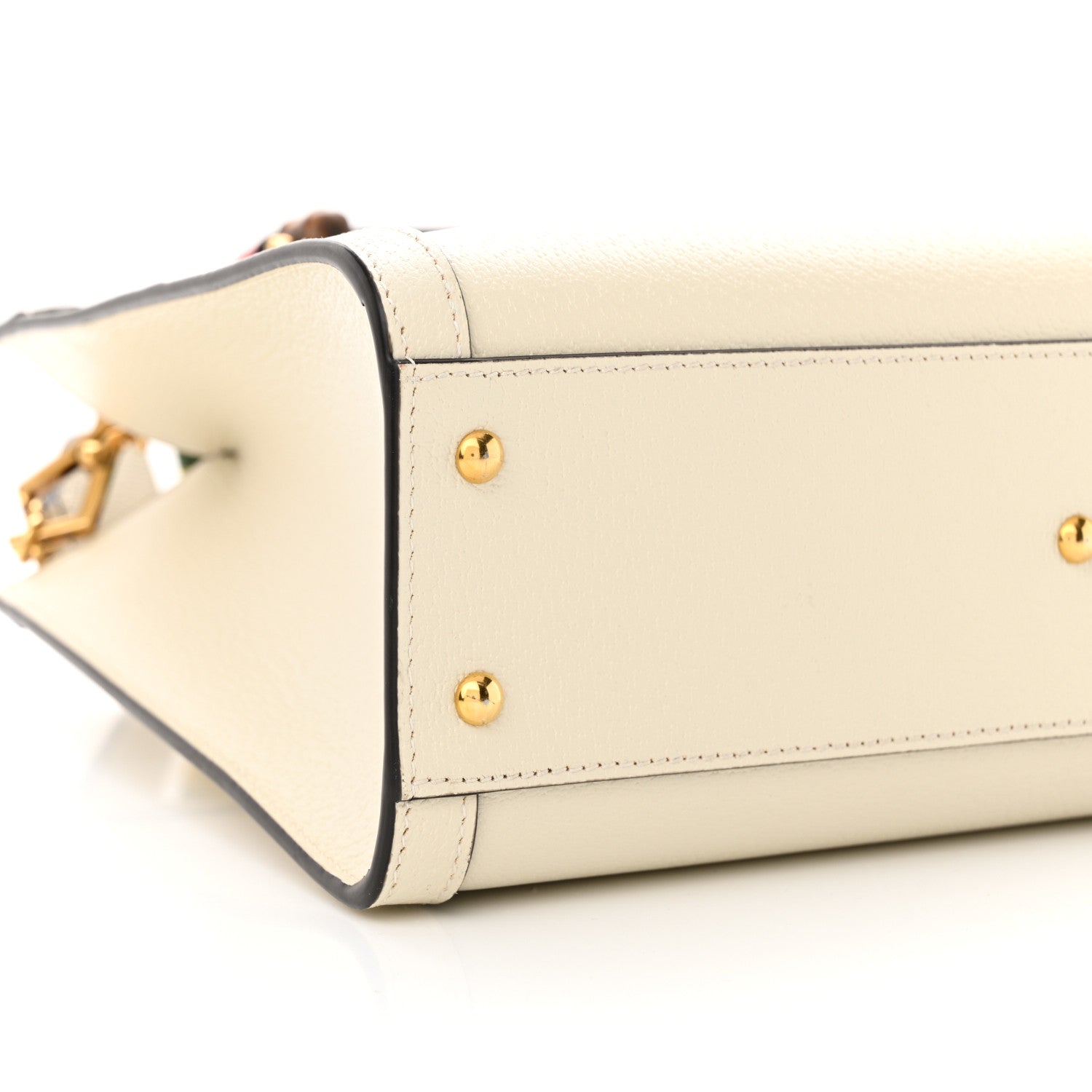 Gucci Textured Dollar Calfskin Web Small Diana Tote Bag Mystic White 9 of 14