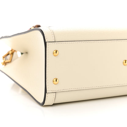 Gucci Textured Dollar Calfskin Web Small Diana Tote Bag Mystic White 9 of 14