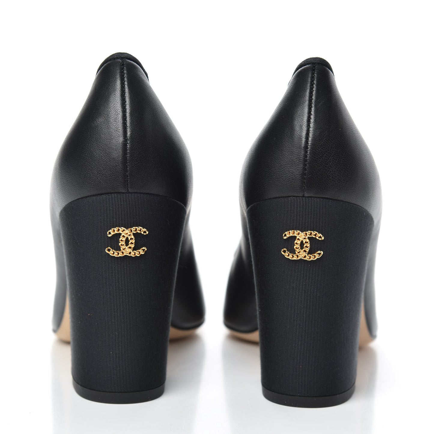 Lambskin Grosgain Cap Toe Pumps 39.5 Black