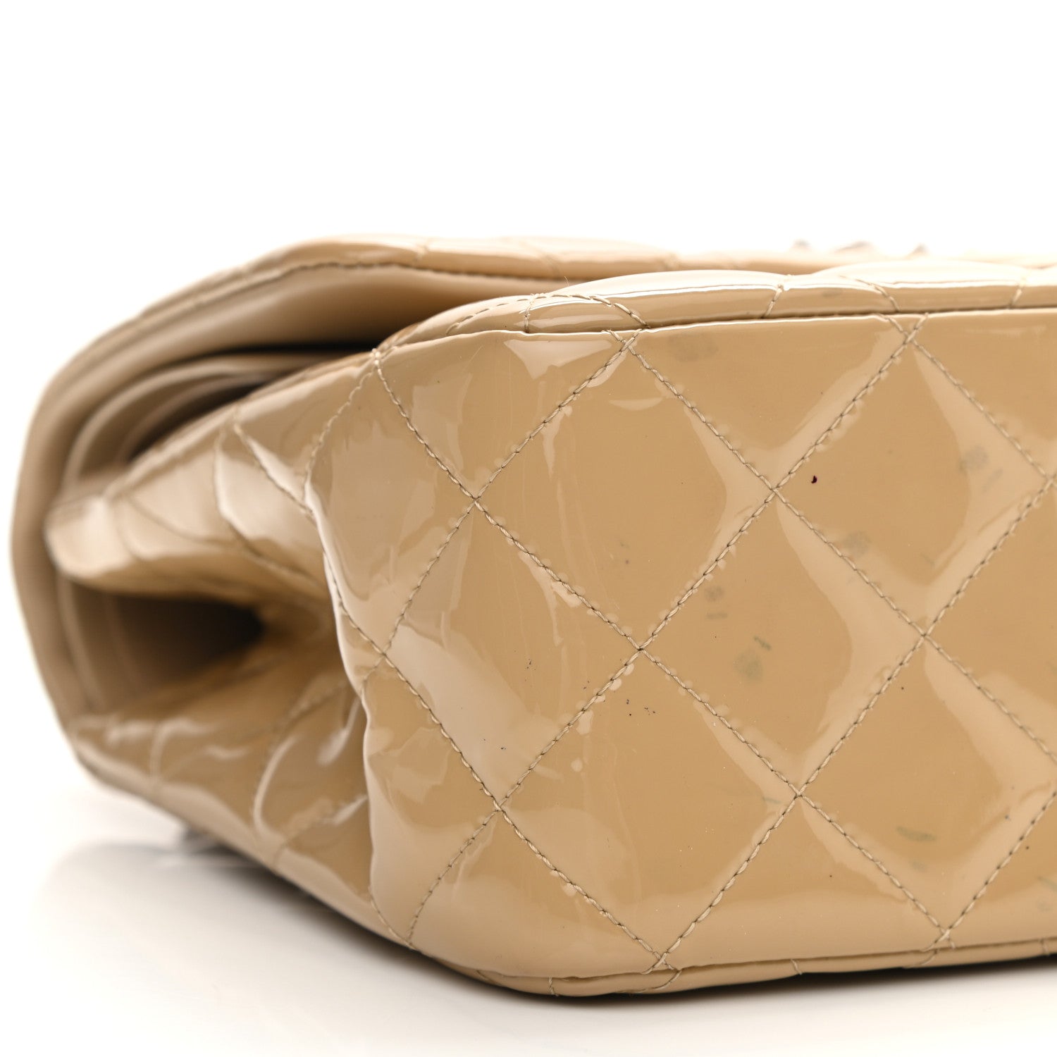 Chanel Patent Quilted Jumbo Double Flap Beige 9 of 15