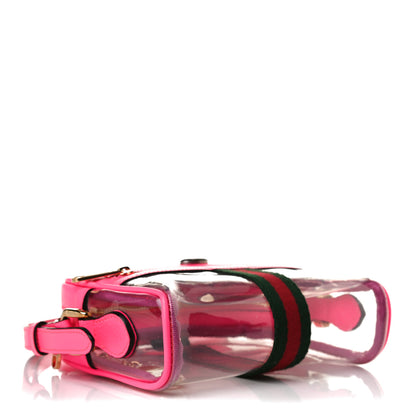 Gucci Vinyl Web Mini Ophidia Transparent Shoulder Bag Fluorescent Fuchsia 4 of 14