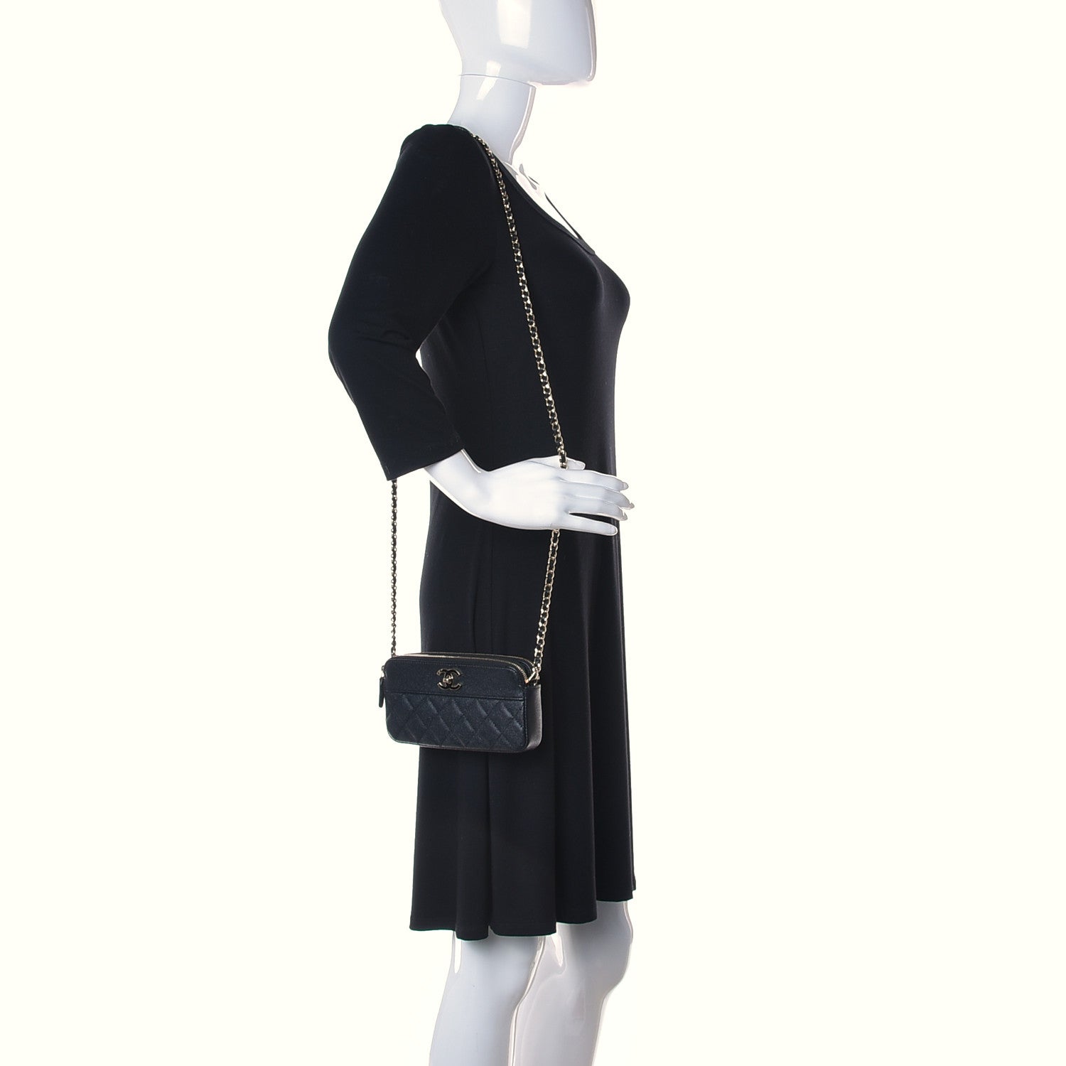 Chanel Caviar Quilted Small Vintage Mademoiselle Clutch With Chain Black 2 of 11