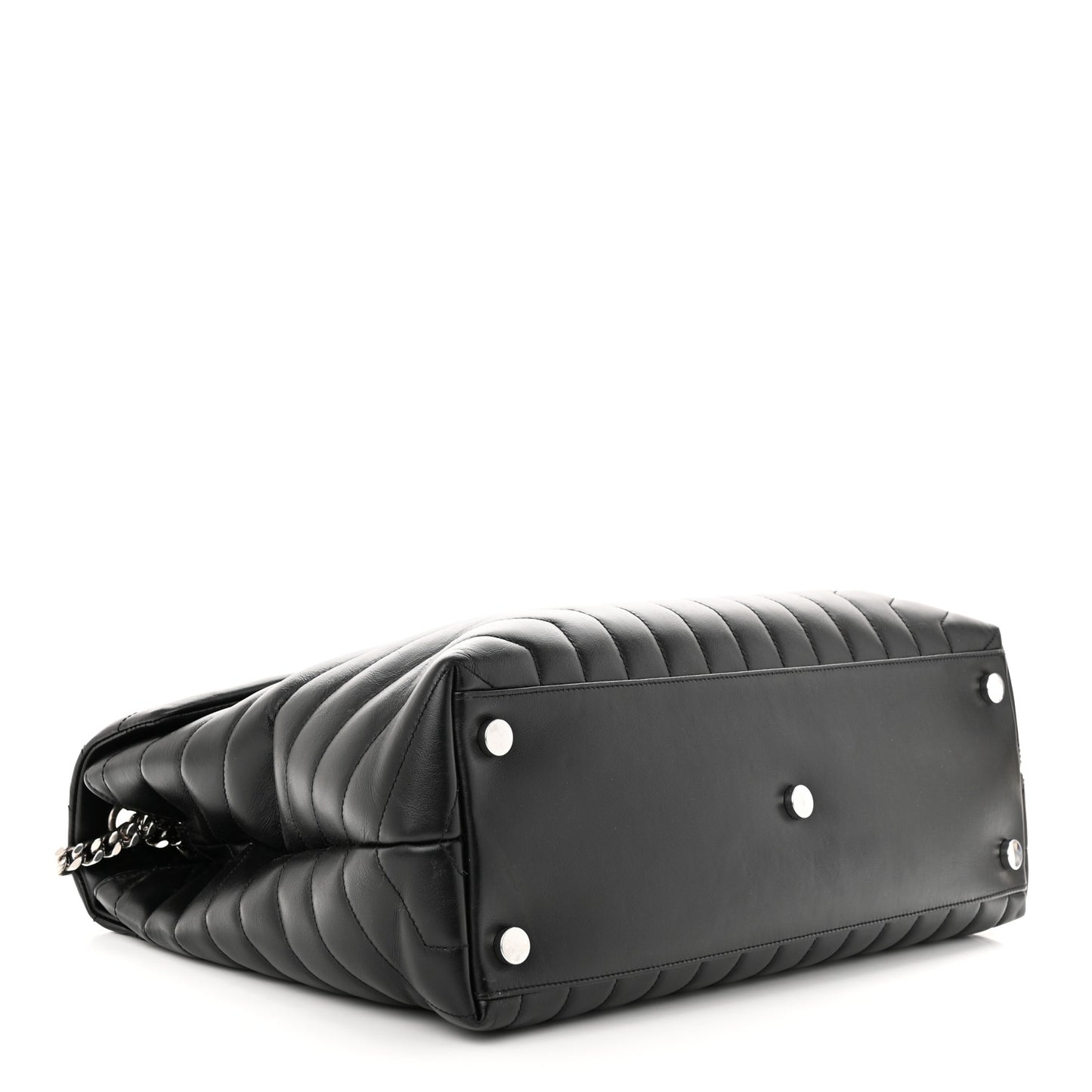 Calfskin Y Quilted Monogram Large Loulou Chain Satchel Black