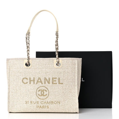 Chanel Lurex Boucle Small Deauville Tote Ivory 11 of 11