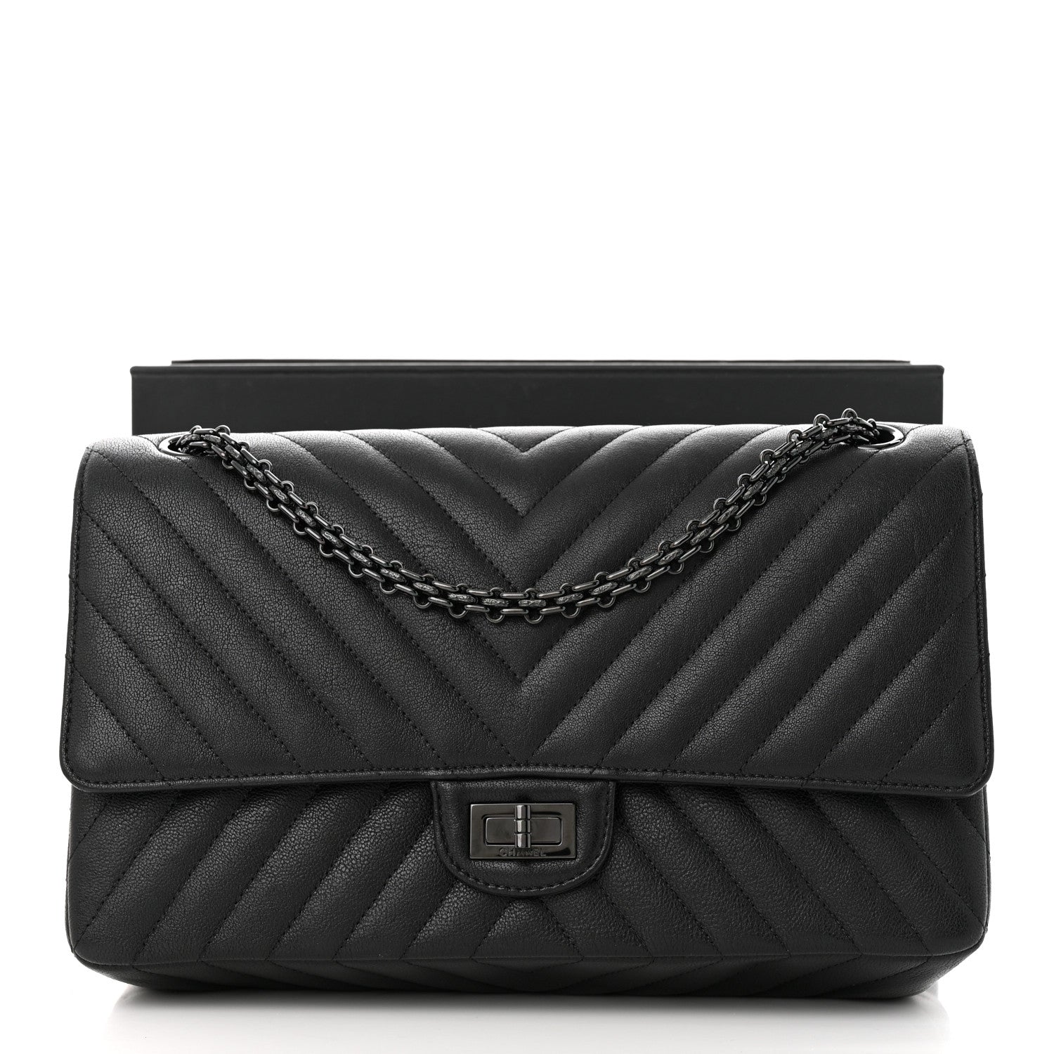 Chanel Sheepskin Chevron Quilted 2.55 Reissue 226 Flap So Black 12 of 12