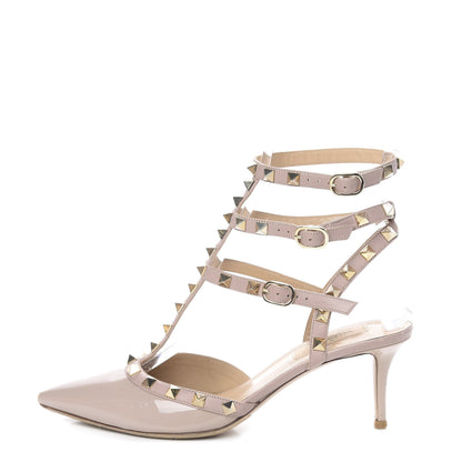 Valentino Garavani Patent Nappa Rockstud Ankle Strap 65mm Pumps 38 Poudre 1 of 11