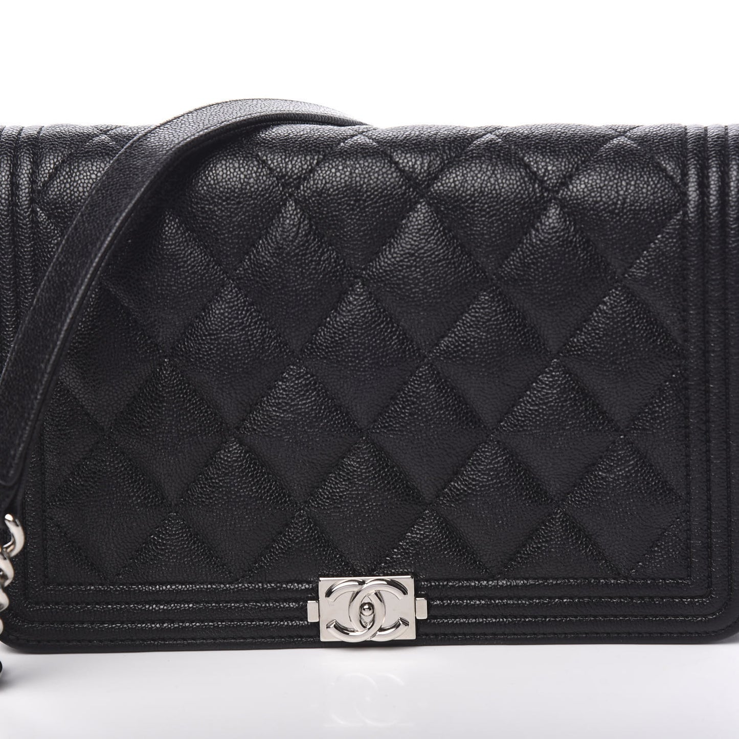 Caviar Quilted Boy Wallet On Chain WOC Black