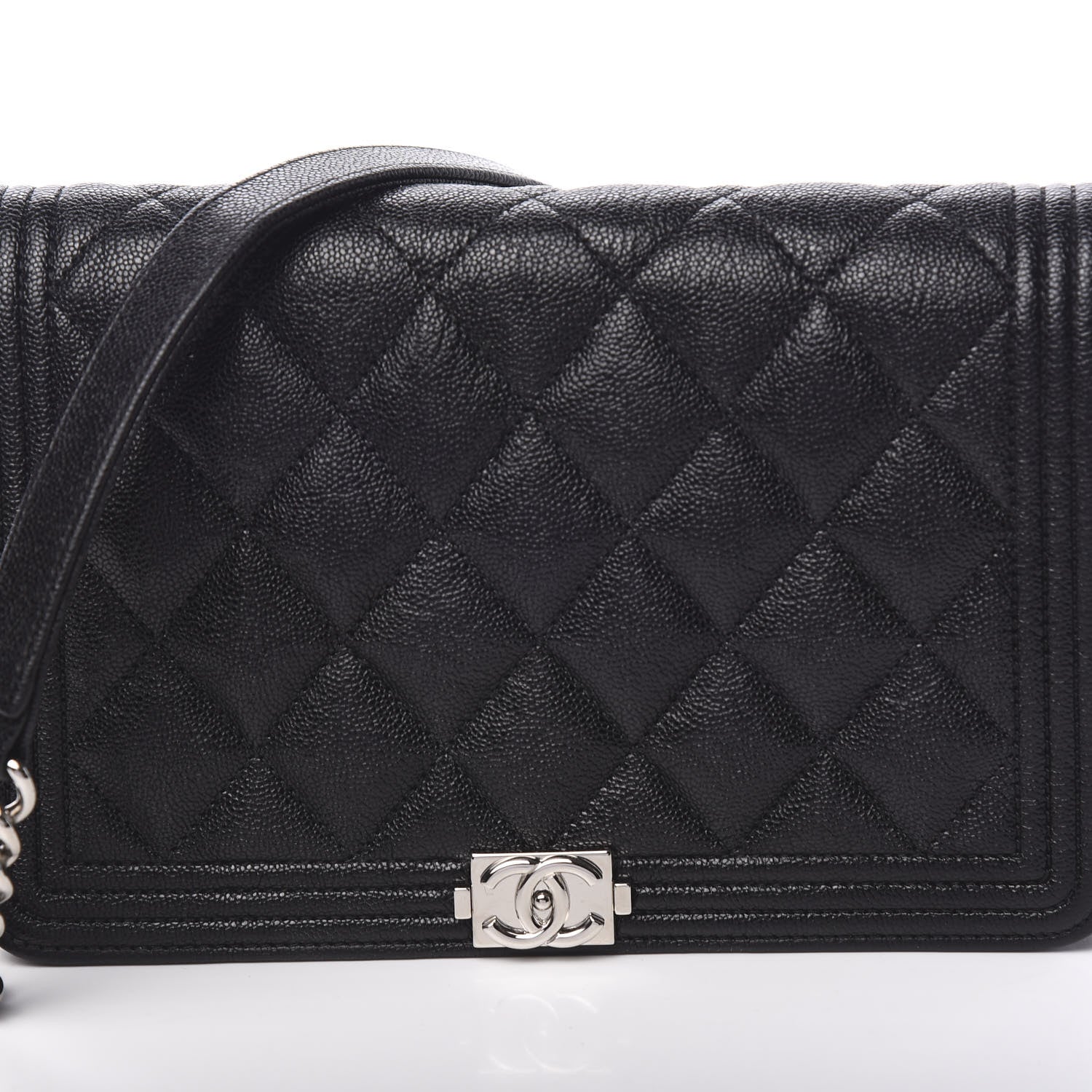 Chanel Caviar Quilted Boy Wallet On Chain WOC Black 10 of 13