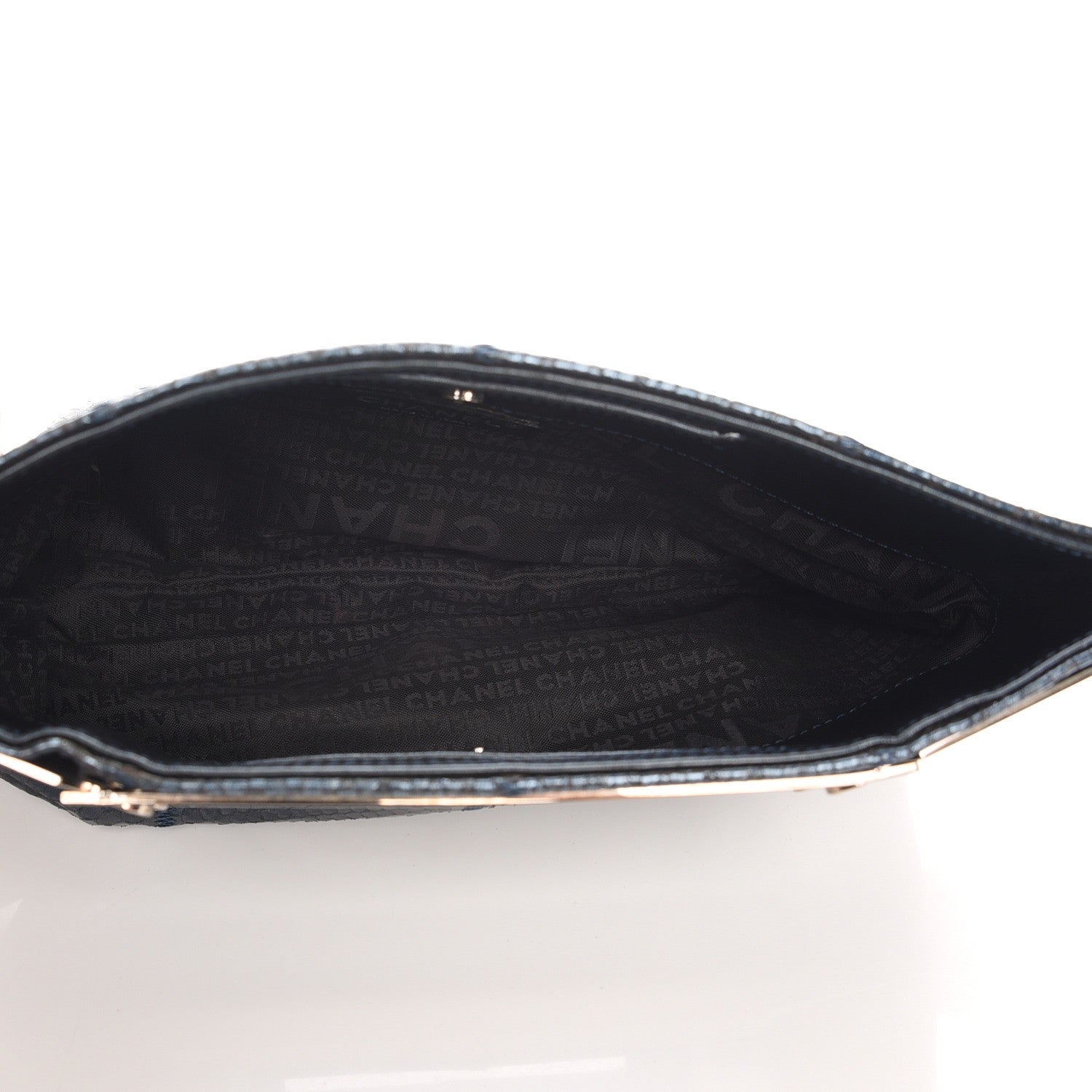 Chanel Metallic Python Clutch Dark Blue 5 of 9
