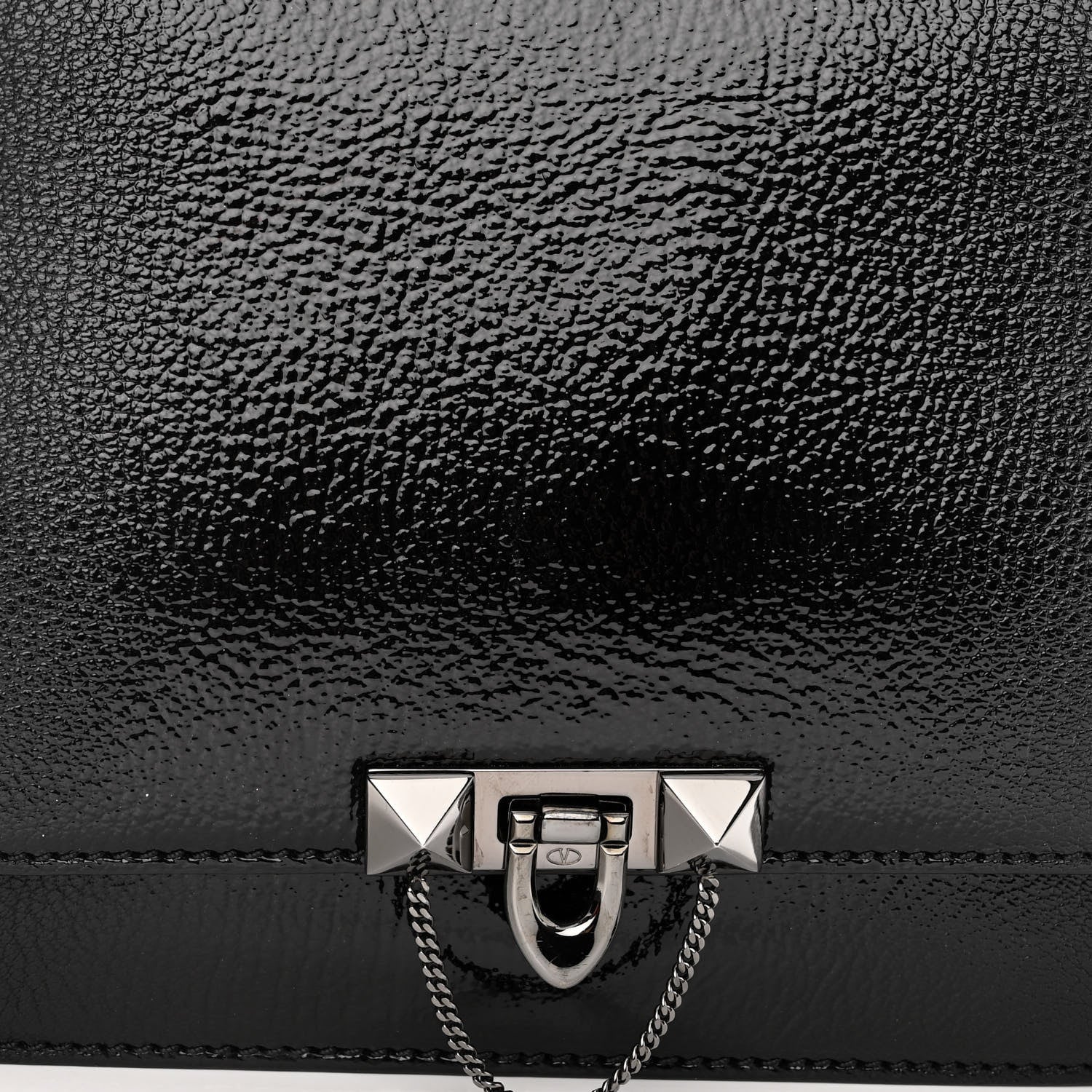 Valentino Garavani Patent Pebbled Calfskin Medium Rockstud Demilune Shoulder Bag Black 7 of 9