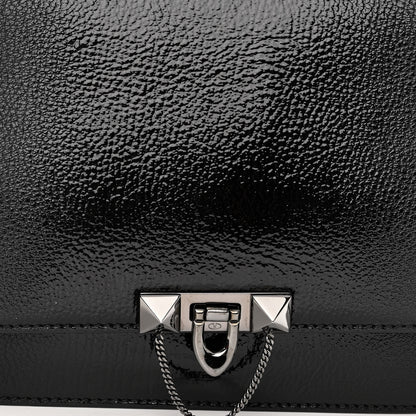 Valentino Garavani Patent Pebbled Calfskin Medium Rockstud Demilune Shoulder Bag Black 7 of 9
