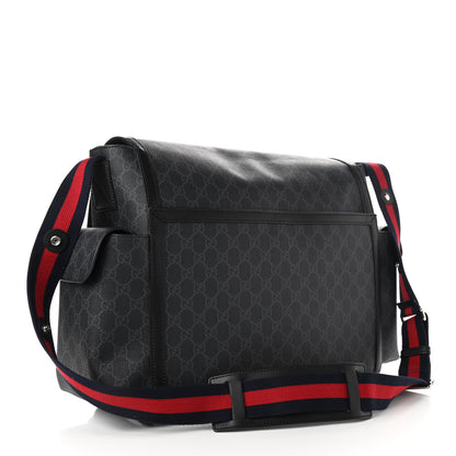 Gucci GG Supreme Monogram Web Messenger Diaper Bag Black Grey 4 of 11