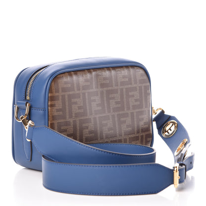 Fendi Glazed Fabric Vitello Century F is Fendi FF 1974 Stamp Patch Camera Case Mogano Panna Iris 3 of 9